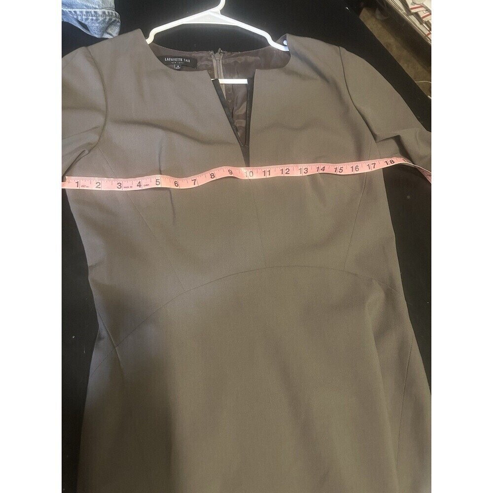 lafayette 148 Women Shift Dress 3/4 Sleeve Wool Blend Size 4 Career Gray Stretch - Picture 5 of 6
